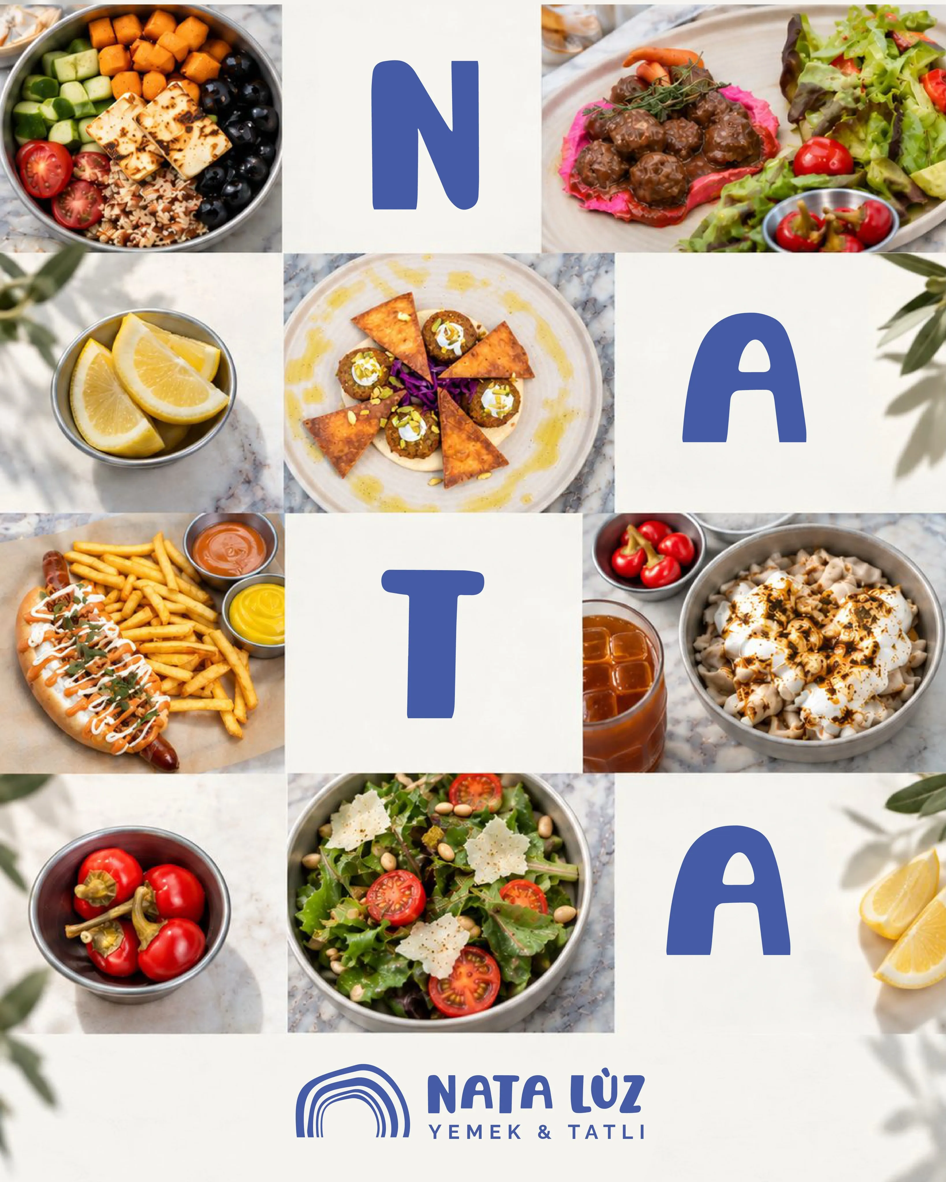 Nataluz mutfağından kaseler, köfteler, falafel, sosis ve mantı fotoğrafları